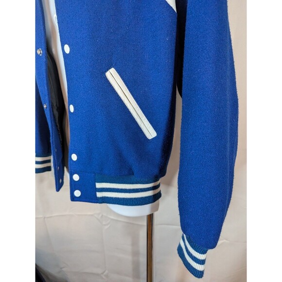 Vintage Stewart Strauss Letterman Varsity Jacket XS Blue And White [A18] - Picture 6 of 9